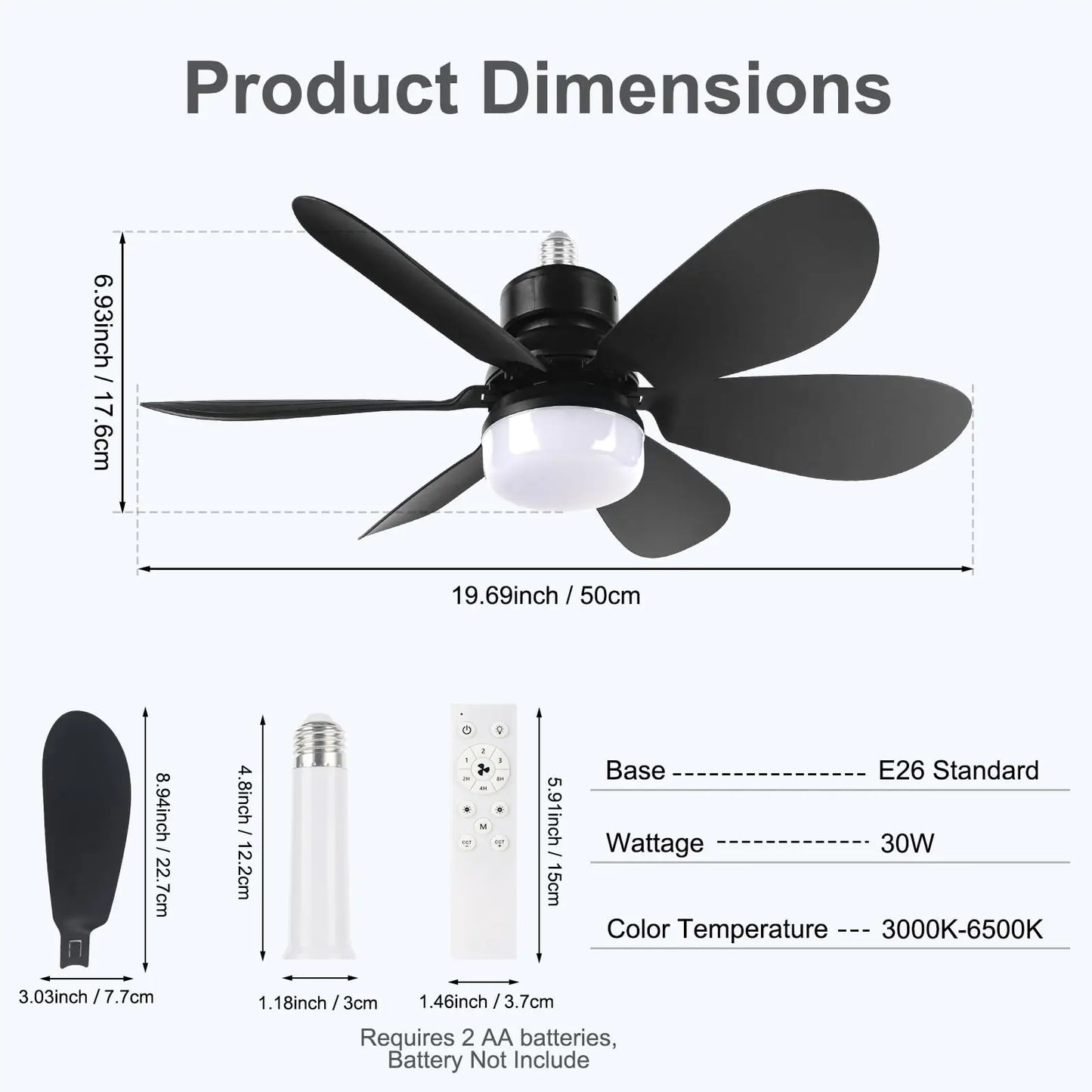 Ceiling Fans With Light Low Profile LED Dimmable For Bedroom