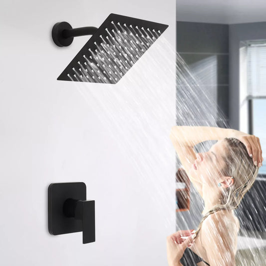 Stainless Steel Square Shower Faucet Set Rain Shower System With Valve