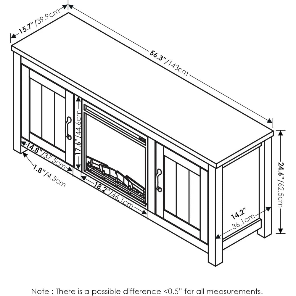 XMSJ Farmhouse Barn Door Fireplace Stand TV Storage Cabinet