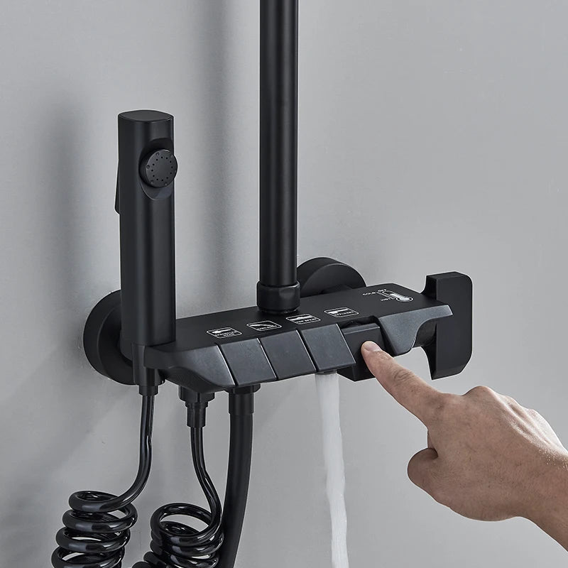 MYQualife Brass Shower Set Bath Faucets Hot Cold Waterfall System