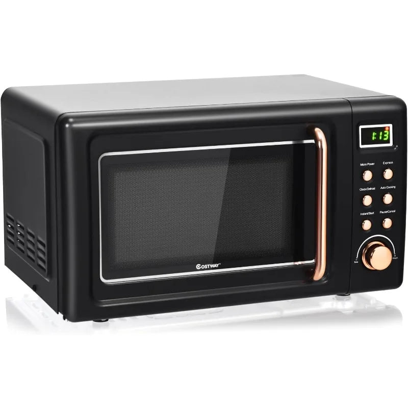 COSTWAY Retro Countertop Microwave Oven 700 Watt Delayed Start Turntable