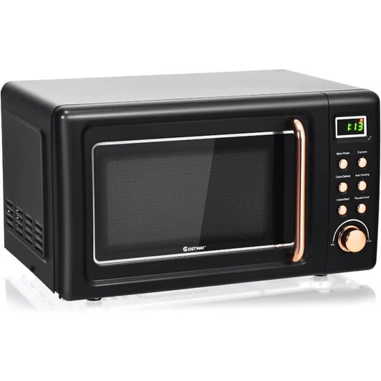 COSTWAY Retro Countertop Microwave Oven 700 Watt Delayed Start Turntable