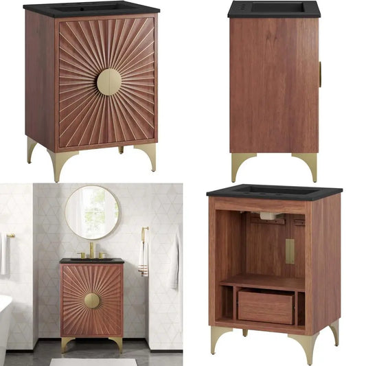 Modern Open Shelving Bathroom Vanity Cabinet With Ceramic Sink