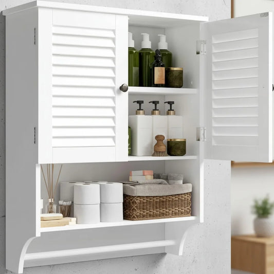 Over Toilet Storage Cabinet With Adjustable Shelf And Towel Bar