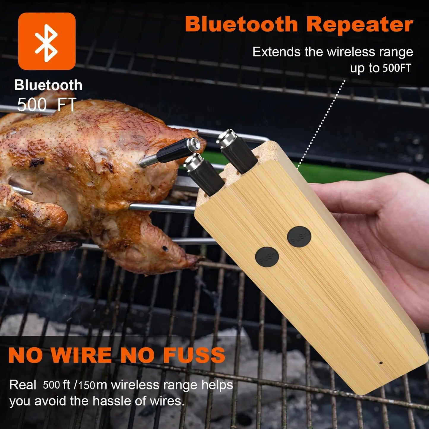 NONECN Smart Wireless Bluetooth Meat Thermometer With 500 Foot Range