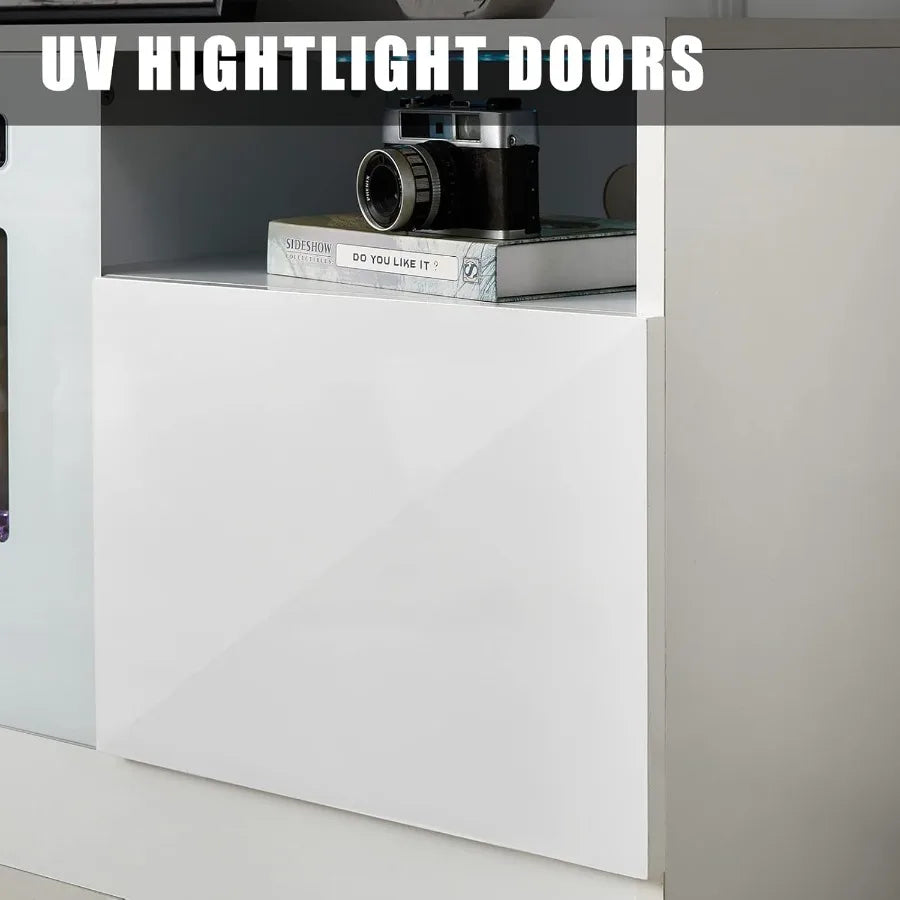 LISM TV Stand With Electric Fireplace LED Light Entertainment Center