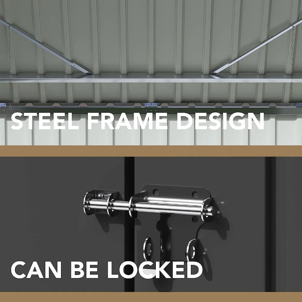 Feature Outdoor Storage Shed Iron With Lockable Door