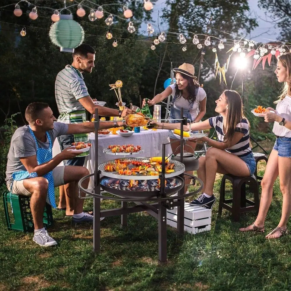 Heavy Duty Cast Iron Charcoal Tabletop BBQ Grill For Camping And Picnic