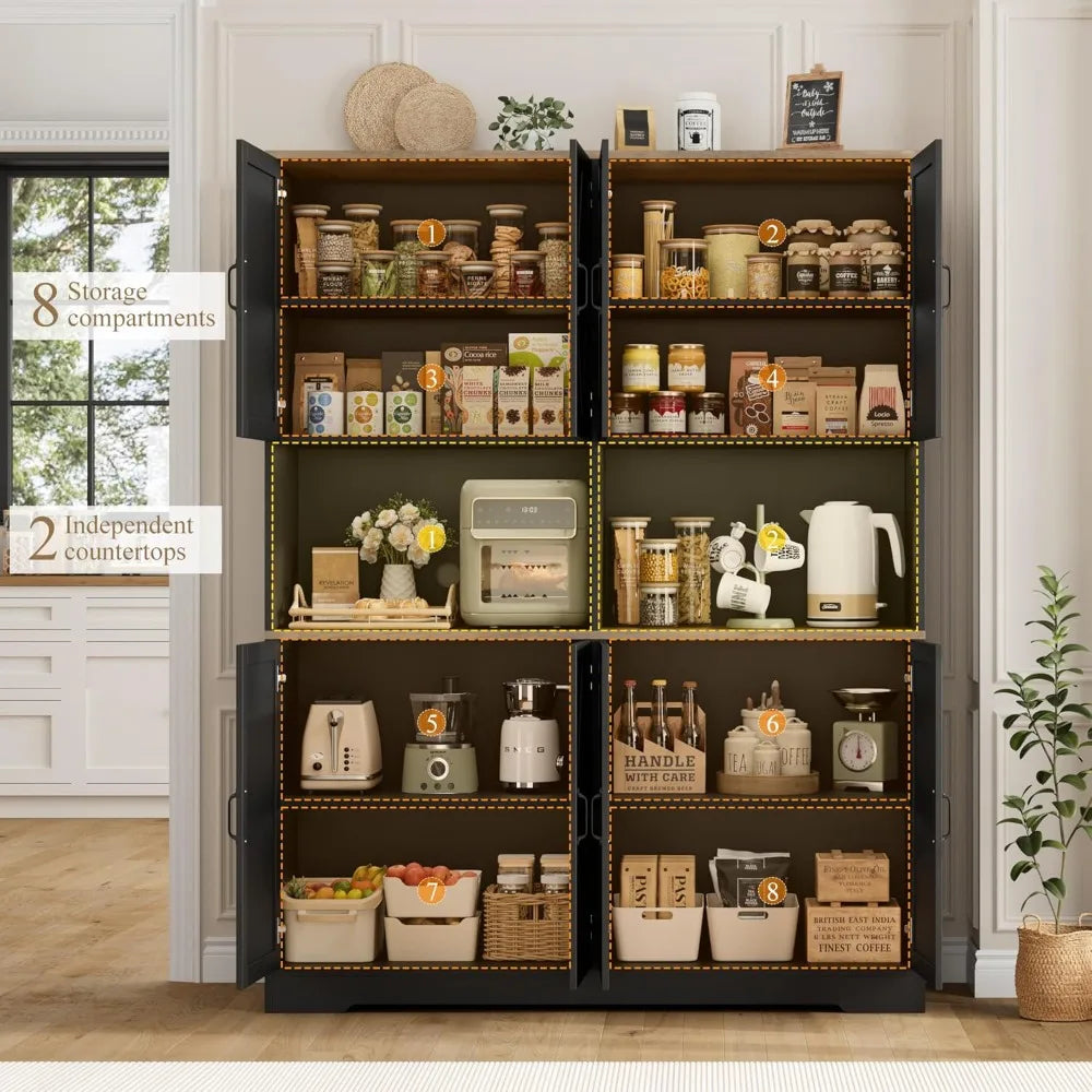 DAFIFY Freestanding Pantry Cabinet With Microwave Stands Farmhouse