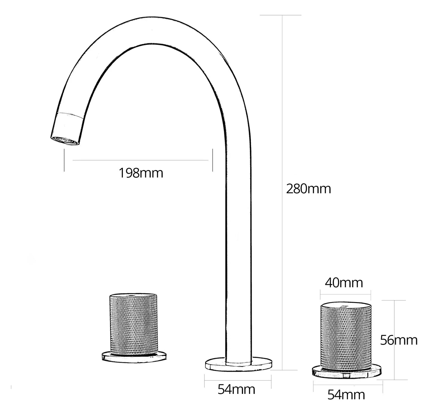 Bagnolux Deck Mounted Basin Faucet Dual Handle Hot Cold Mixer 360 Rotation
