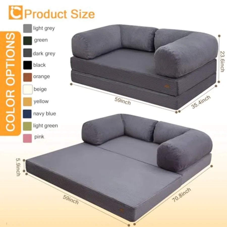 Futon Sofa Bed 4-In-1 Floor Foldable Sofa Couch Sleeper