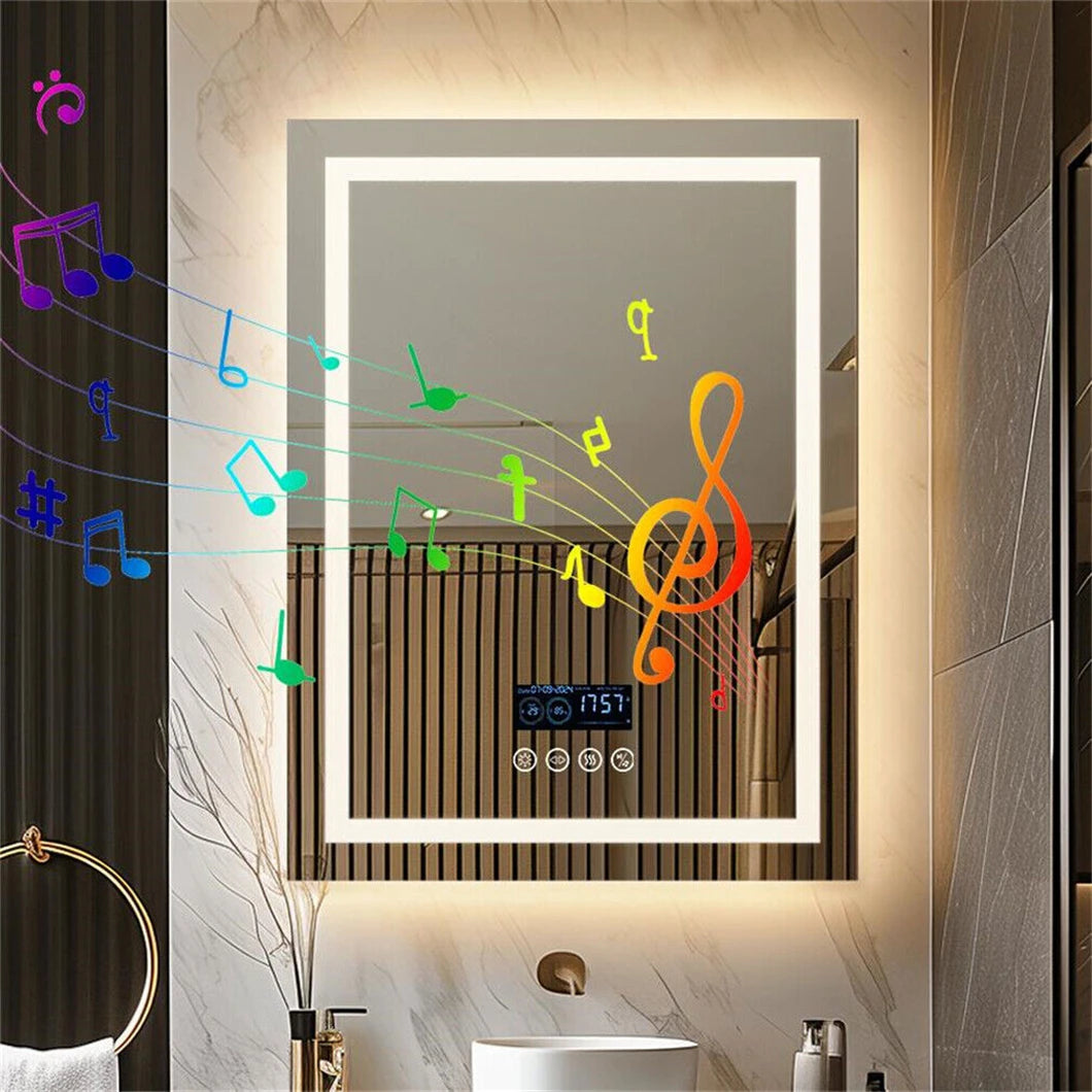 Borwart LED Bathroom Mirror With Bluetooth Speaker Anti Fog