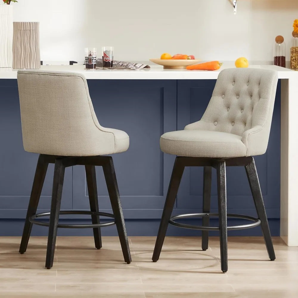 Zhuxiang Modern Swivel Bar Stools With Back Upholstered Fabric