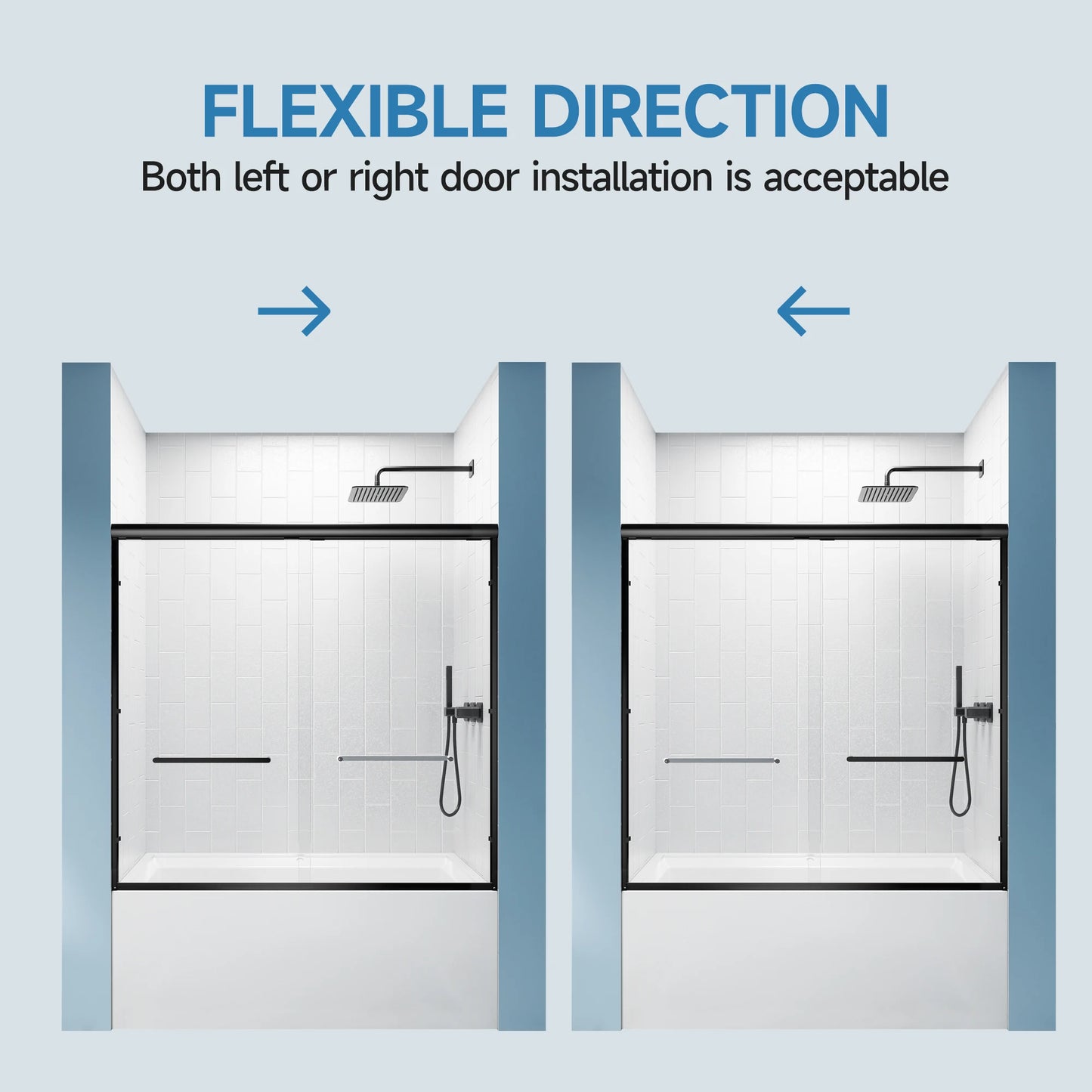 Sh.Kl Aluminum Framed Double Sliding Shower Door With Tempered Glass