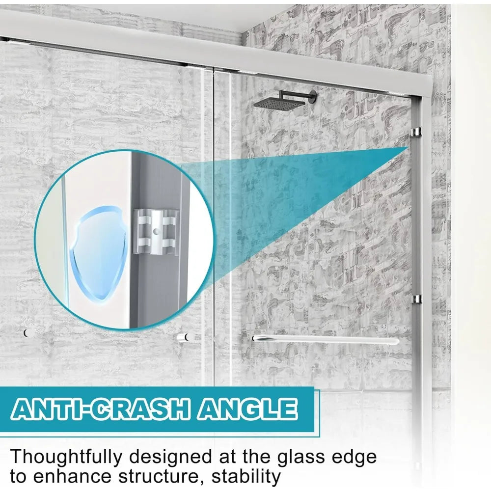 Semi Frameless Double Sliding Shower Door With 6mm Glass For Bathroom