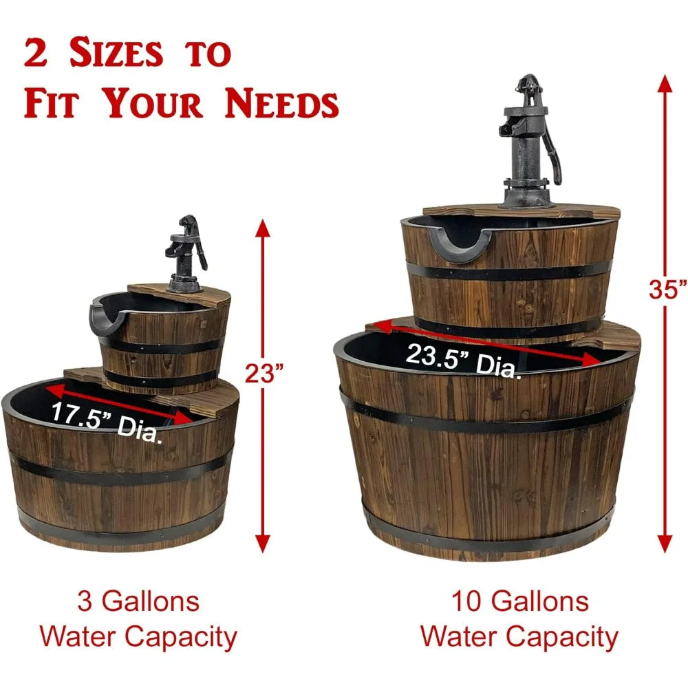 Pier Surplus Wood Barrel Fountain With Pump For Outdoors