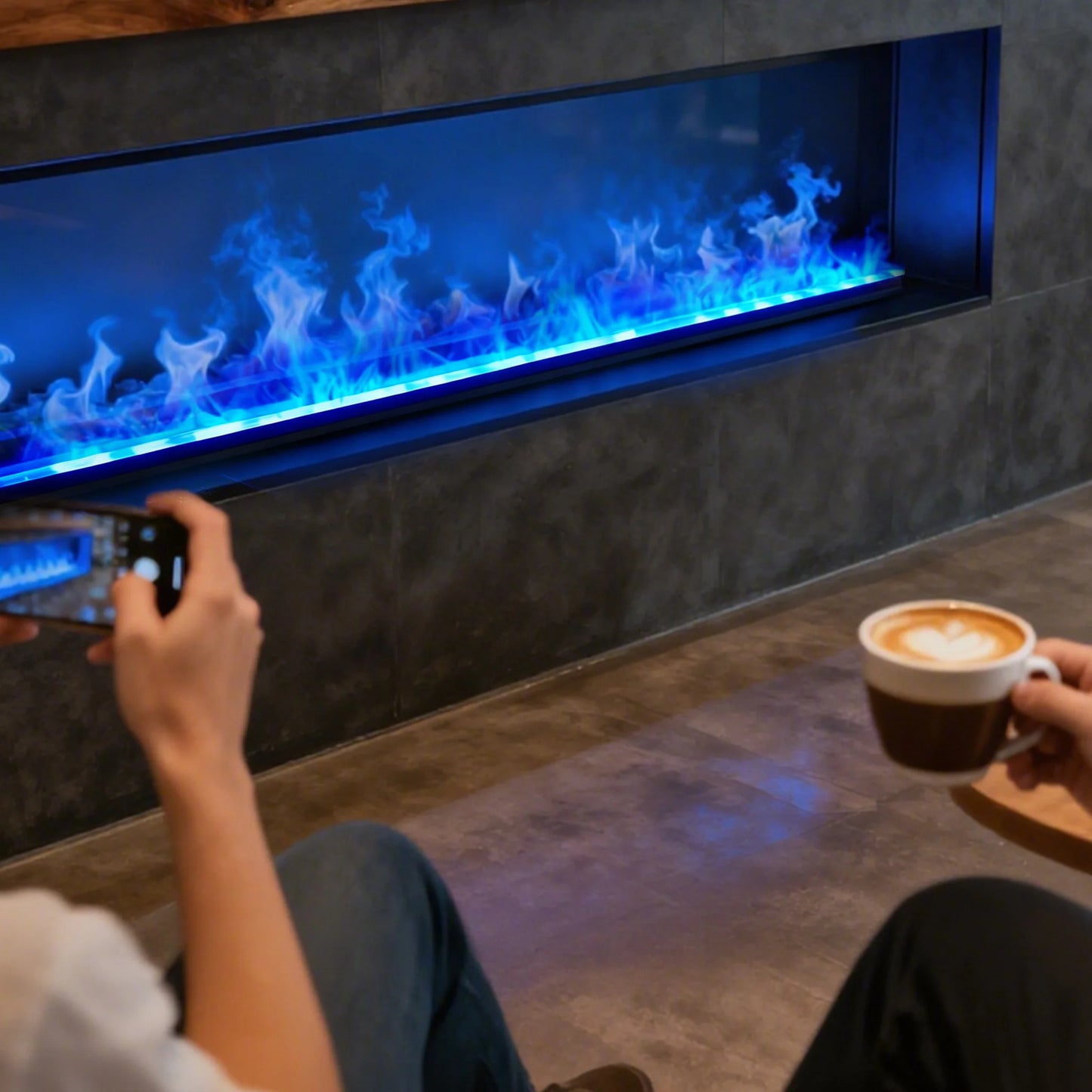 Water Vapor Fireplace 3D Flame Effect With Smart App Control Humidifier