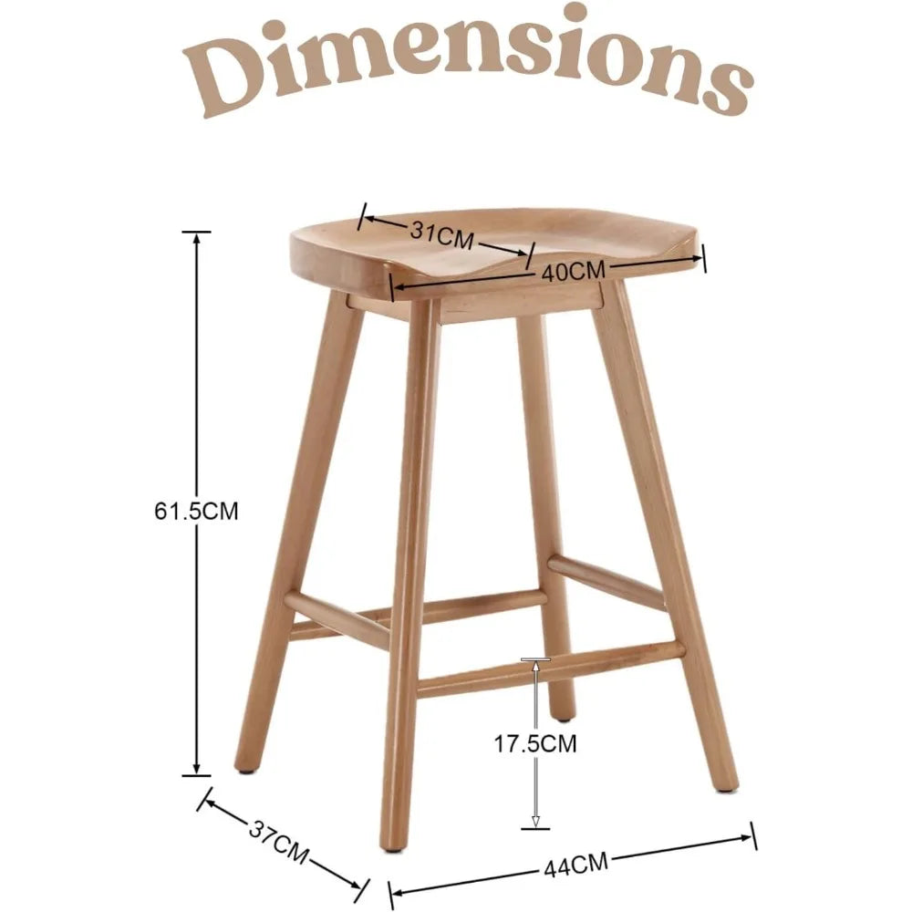 DAFIFY Set Of 2 Ergonomic Wooden Bar Stools With Footrests