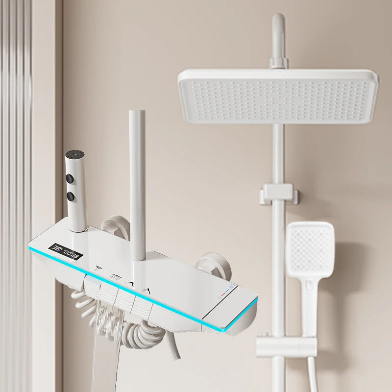 Brangdy Thermostatic Rainfall Shower Panel With Digital Display Handheld Wand