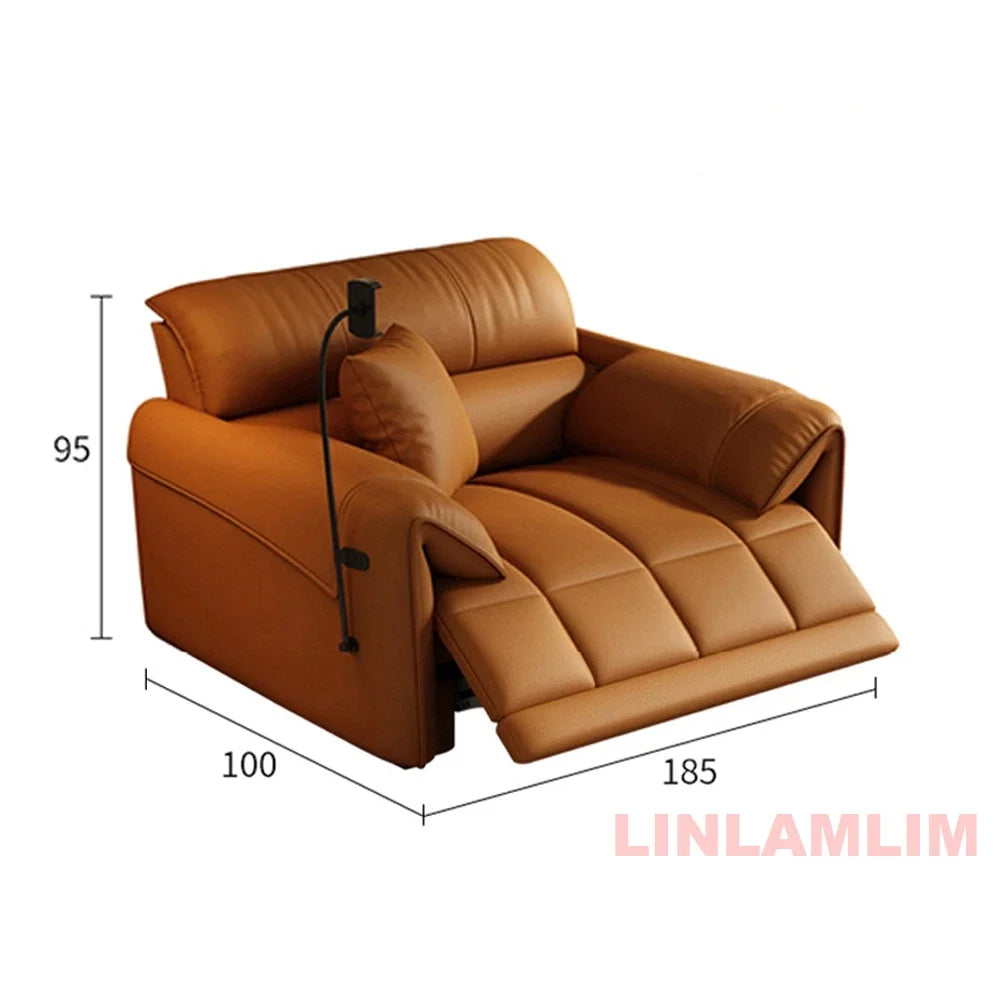 Linlamlim Modern Electric Reclining Leather Sofa With USB Center Console
