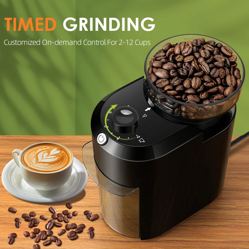 KIRAINAFLY Electric Burr Coffee Grinder With 28 Precise Grind Settings